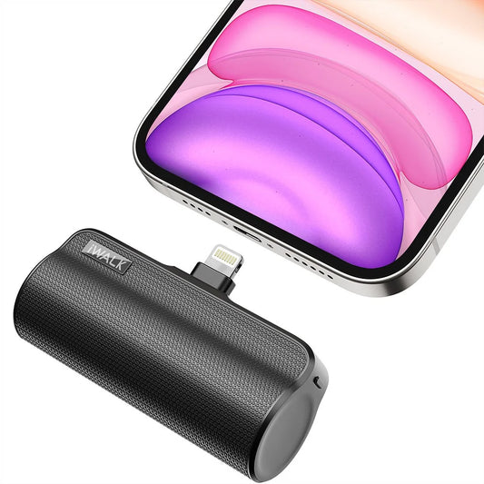 Power Fob Mini Power Bank 3350Mah - Portable Charger for Iphone 14/13/12 Pro Max/8/7, Airpods, Black